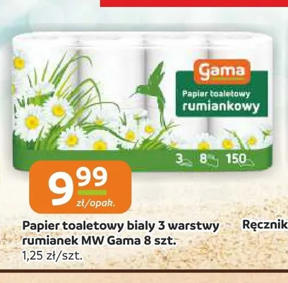 Papier toaletowy biały 3-warstwowy rumianek Gama promocja w Społem Częstochowa