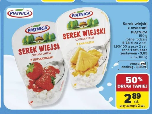 Serek wiejski z truskawkami Piątnica promocja w Carrefour Market
