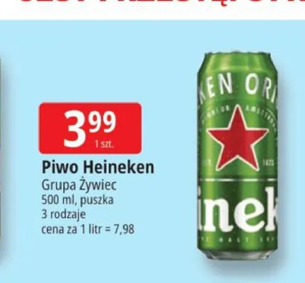 Piwo Heineken 500ml promocja w Leclerc