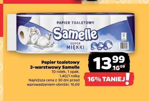 Papier toaletowy 3-warstwowy Samelle promocja w Netto
