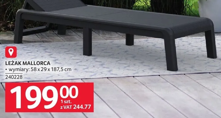 Leżak Mallorca 58x29x187.5cm promocja w Selgros