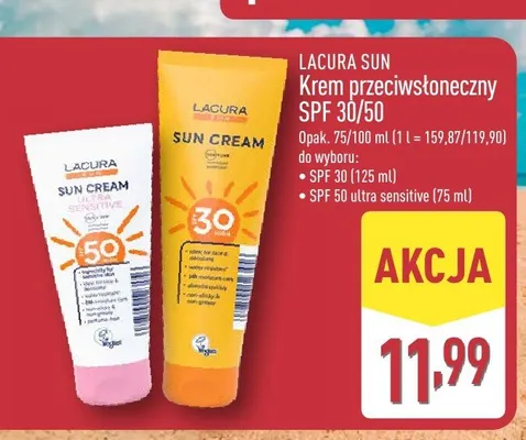 Krem przeciwsłoneczny SPF 50 Ultra Sensitive Lacura Sun promocja w Aldi