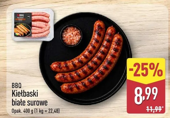 BBQ Kiełbaski białe surowe promocja w Aldi