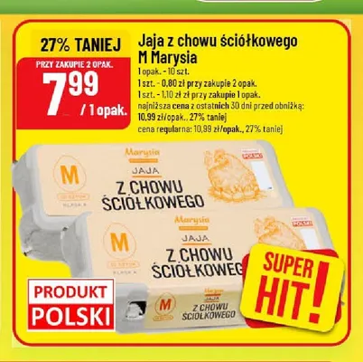 Jaja z chowu ściółkowego M Marysia promocja w POLOmarket