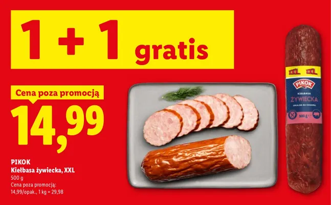 Kiełbasa żywiecka Pikok XXL promocja w Lidl