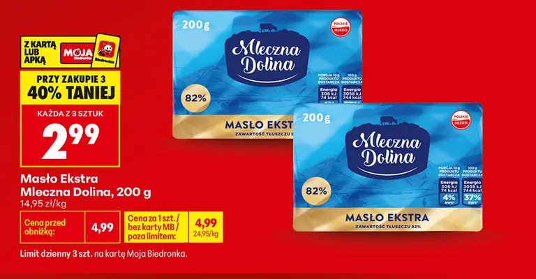 Masło ekstra Mleczna Dolina promocja w Biedronka