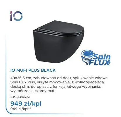 Miska WC wisząca iO Mufi Plus Black promocja w Blu Salony Łazienek