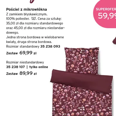Pościel z mikrowłókna rozmiar niestandardowy promocja w Tchibo