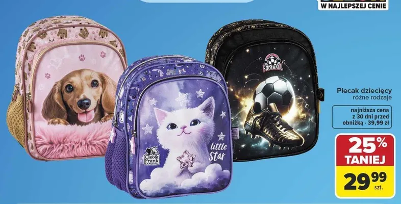 Plecak dziecięcy Cleo & Frank promocja w Carrefour