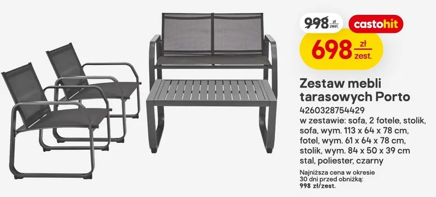 Zestaw mebli tarasowych Porto promocja w Castorama