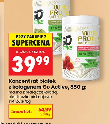 Koncentrat białek z kolagenem malina z białą czekoladą Go Active promocja w Biedronka