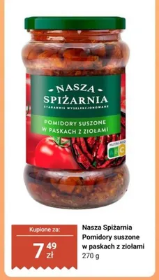 Pomidory suszone w paskach z ziołami Nasza Spiżarnia promocja w Biedronka