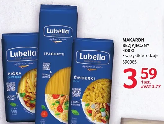 Makaron bezjajeczny Lubella 400g - wszystkie rodzaje promocja w Selgros