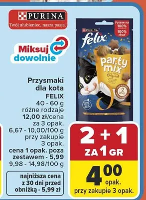 Przysmaki dla kota Felix Party Mix Purina promocja w Carrefour