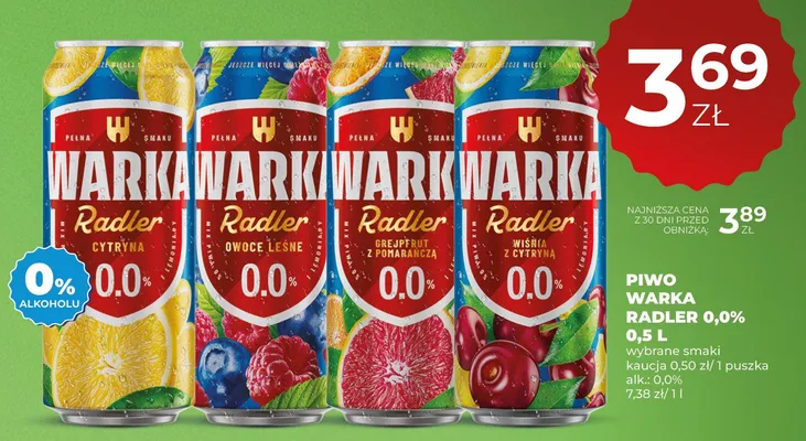Piwo Radler 0,0% promocja w Duży Ben