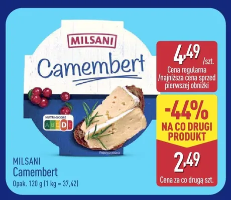 Ser Camembert Milsani promocja w Aldi