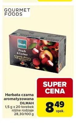 Herbata czarna aromatyzowana Dilmah Peach & Lychee 20-pak 1,5g promocja w Carrefour Market