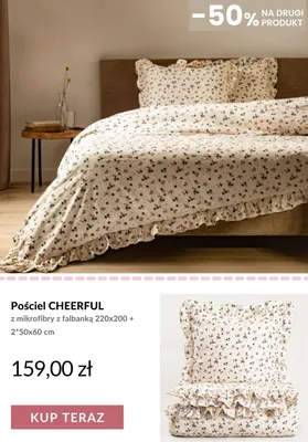 Pościel z mikrofibry z falbanką Cheerful 220x200 cm + 2x50x60 promocja w Homla