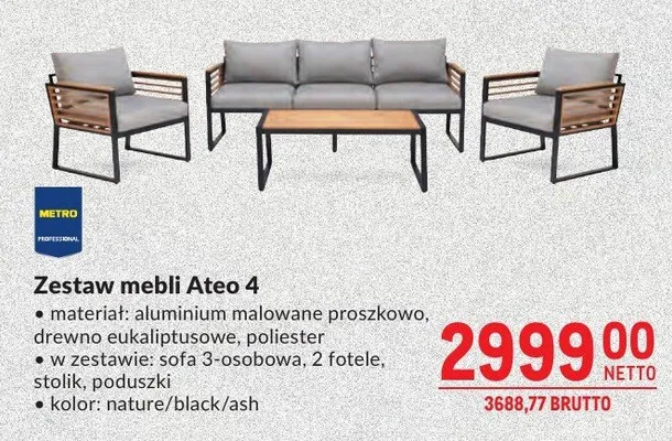 Zestaw mebli ogrodowych Ateo 4 promocja w Makro