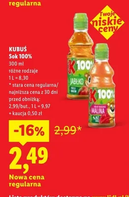 Sok 100% Kubuś promocja w Lidl