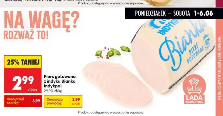 Pierś gotowana z indyka Bianka Indykpol promocja w Biedronka