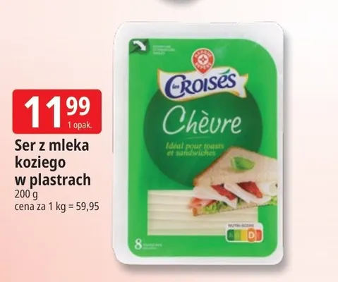 Ser z mleka koziego w plastrach Les Croisés promocja w Leclerc