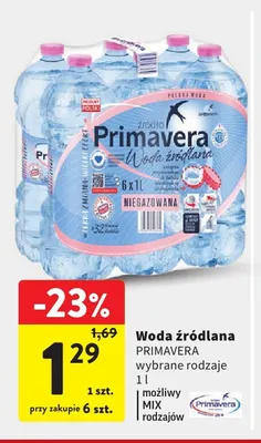 Woda źródlana Primavera promocja w Intermarche