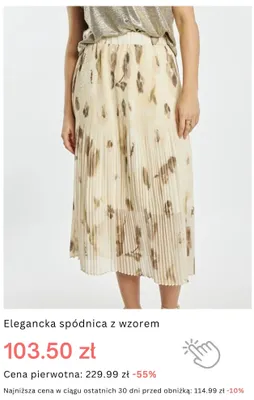 Spódnica elegancka z wzorem promocja w Monnari