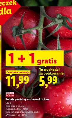 Pomidory malinowe kiściowe polskie promocja w Lidl