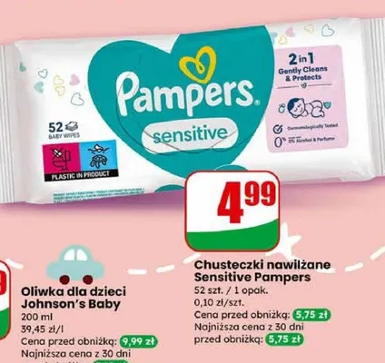 Chusteczki nawilżane Sensitive promocja w Dino