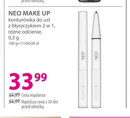 Konturówka do ust z błyszczykiem 2 w 1 NEO MAKE UP promocja w Hebe