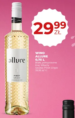Wino Allure Pinot Grigio białe półwytrawne włoskie Diamond Edition promocja w Duży Ben