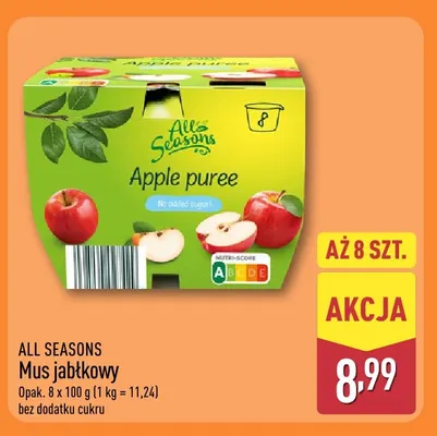 Mus jabłkowy All Seasons 8-pak promocja w Aldi