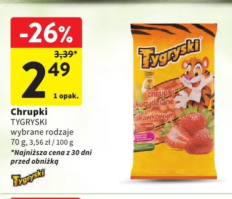 Chrupki kukurydziane Tygryski truskawkowe promocja w Intermarche
