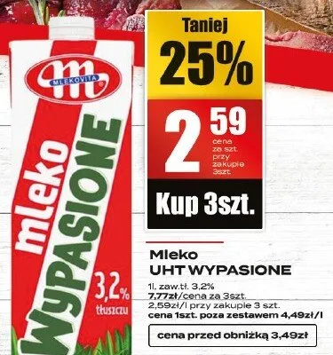 Mleko UHT WYPASIONE promocja w Supeco
