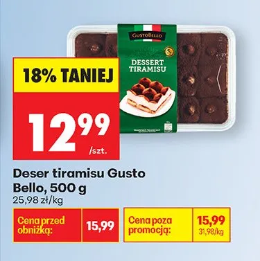 Deser tiramisu 500 g promocja w Biedronka