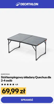 Stół kempingowy składany Quechua dla 2-4 osób promocja w Decathlon