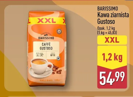 Kawa ziarnista Gustoso Barissimo promocja w Aldi