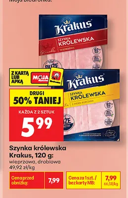 Szynka królewska drobiowa Krakus promocja w Biedronka