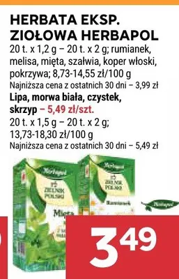 Herbata ekspresowa ziołowa Herbapol morwa biała czystek skrzyp promocja w Stokrotka