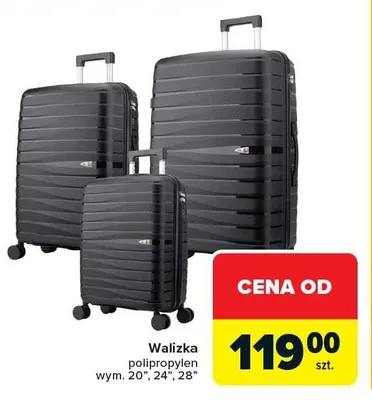 Walizka polipropylen czarna wym. 24" promocja w Carrefour