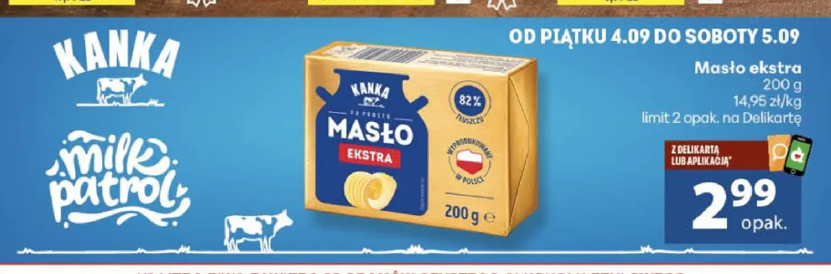 Masło ekstra Kanka promocja w Delikatesy Centrum