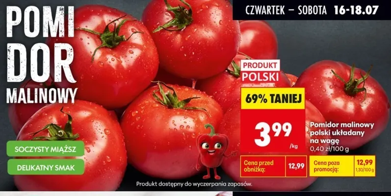 Pomidor malinowy polski układany na wagę promocja w Biedronka