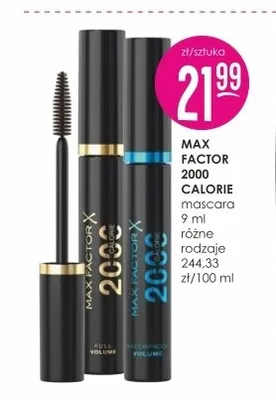 Tusz do rzęs Max Factor 2000 Calorie Waterproof promocja w Drogerie Jasmin