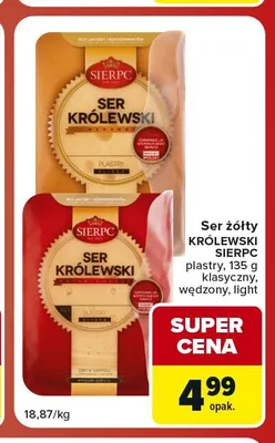 Ser żółty Królewski Sierpc wędzony promocja w Carrefour Market