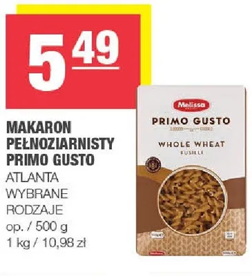 Makaron pełnoziarnisty primo gusto wybrane rodzaje promocja w SPAR