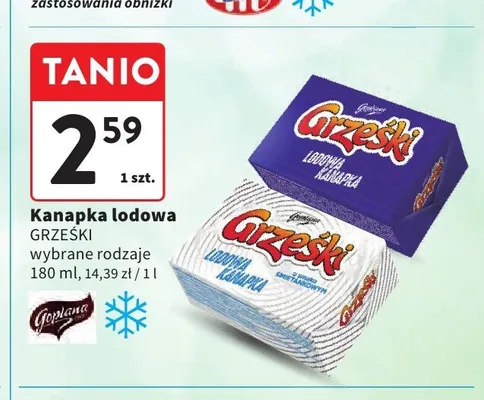 Kanapka lodowa Grześki w czekoladzie promocja w Intermarche