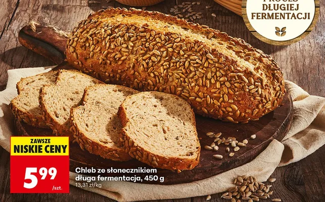 Chleb ze słonecznikiem długa fermentacja promocja w Biedronka