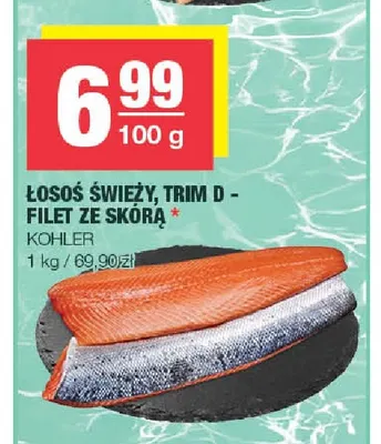 Łosoś świeży trim D filet ze skórą Kohler promocja w SPAR