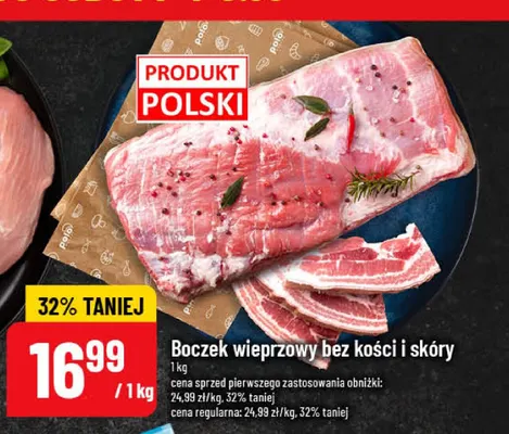 Boczek wieprzowy bez kości i skóry promocja w POLOmarket